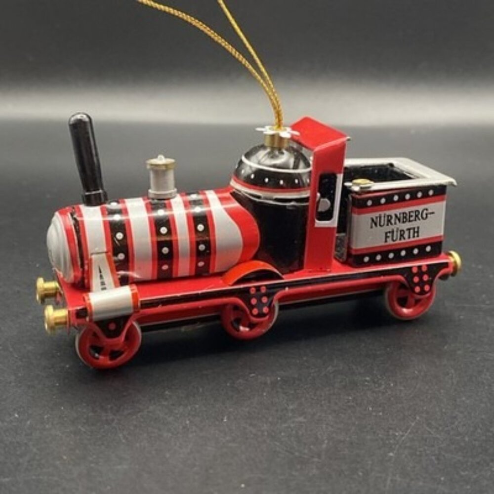 Vintage German Tin Train Ornament Furth Nurnberg Painted Metal Locomotive - Picture 2 of 7